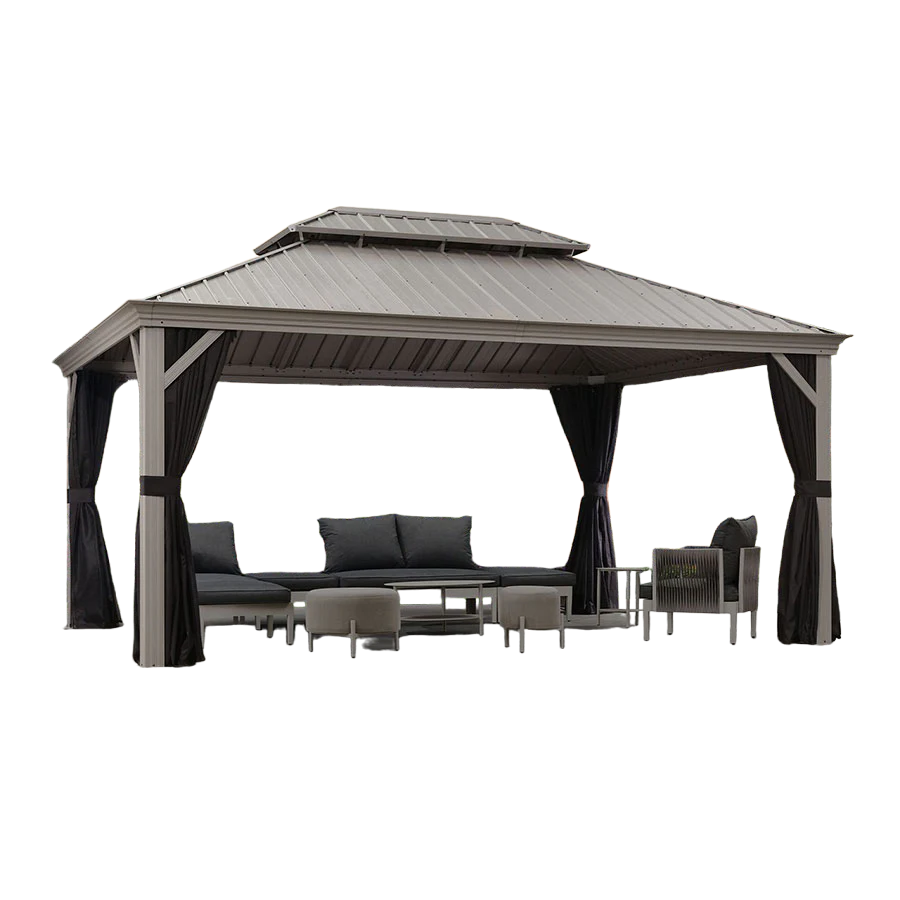 SummerBella 12' x 16' Light Grey Hardtop Gazebo