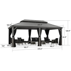 SummerBella 12' x 20' Light Grey Hardtop Gazebo