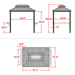 SummerBella 6' x 8' Bronze Hardtop Grill Gazebo