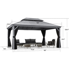 SummerBella 12' x 16' Light Grey Hardtop Gazebo