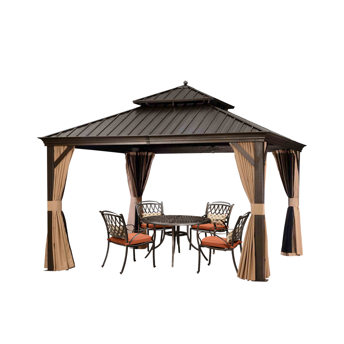 SummerBella 12' x 12' Bronze Hardtop Gazebo with Balls