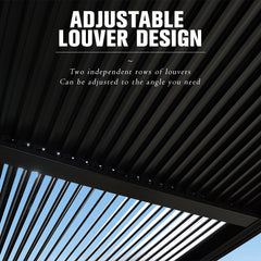 SummerBella 12' X 16' Adjistable Grey Louvered Pergola with Curtains and Netting