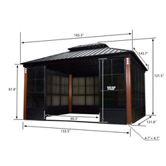 SummerBella 12' x 14' Hardtop Gazebo For Patio Screen House