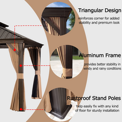 SummerBella 12' x 12' Bronze Hardtop Gazebo with Balls